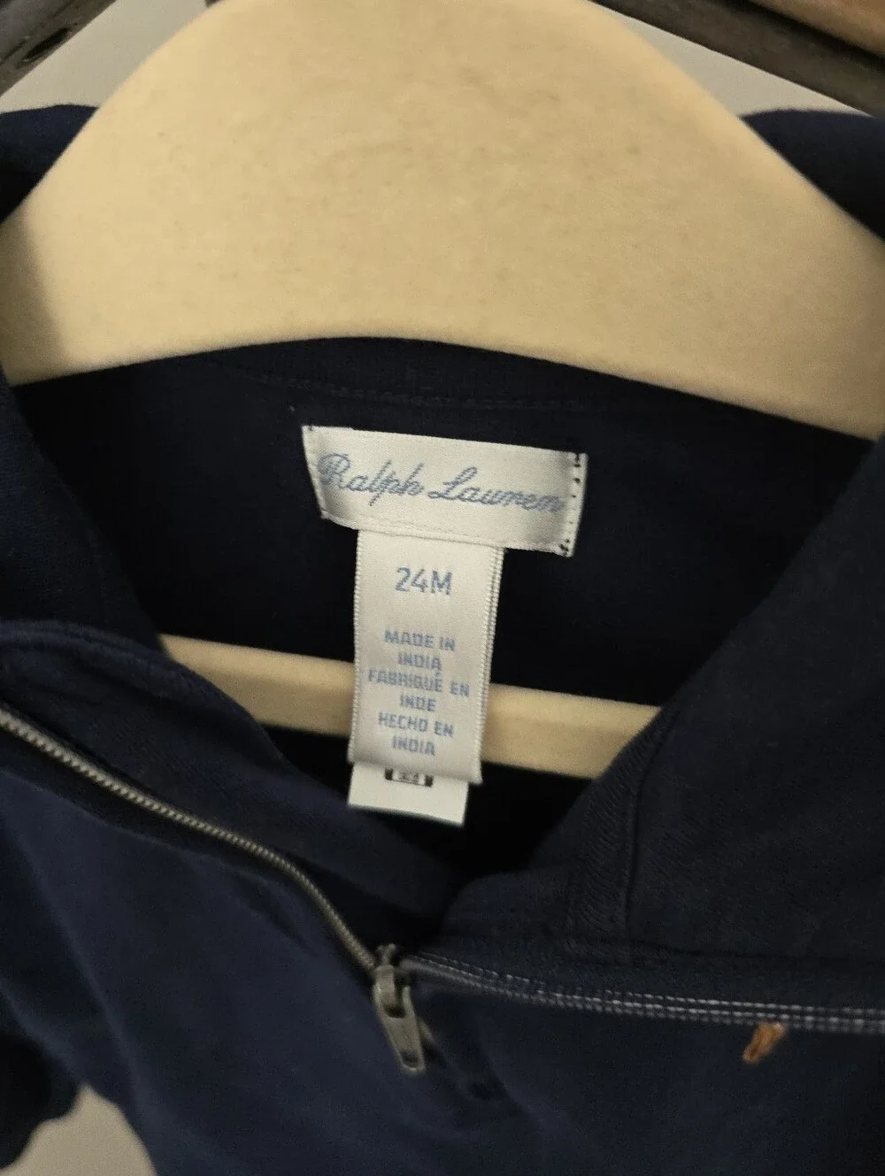 Ralph Lauren Navy Quarter-Zip Polo Sweatshirt 24 Months